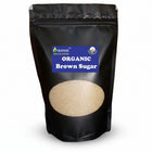 Organic brown sugar in 500g pouch, natural sweetener for baking and beverages