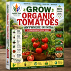 E-book cover for growing organic tomatoes in India, comprehensive visual guide
