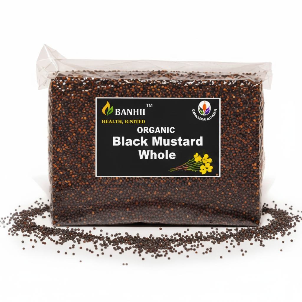 Organic black mustard seeds whole, 100g pack