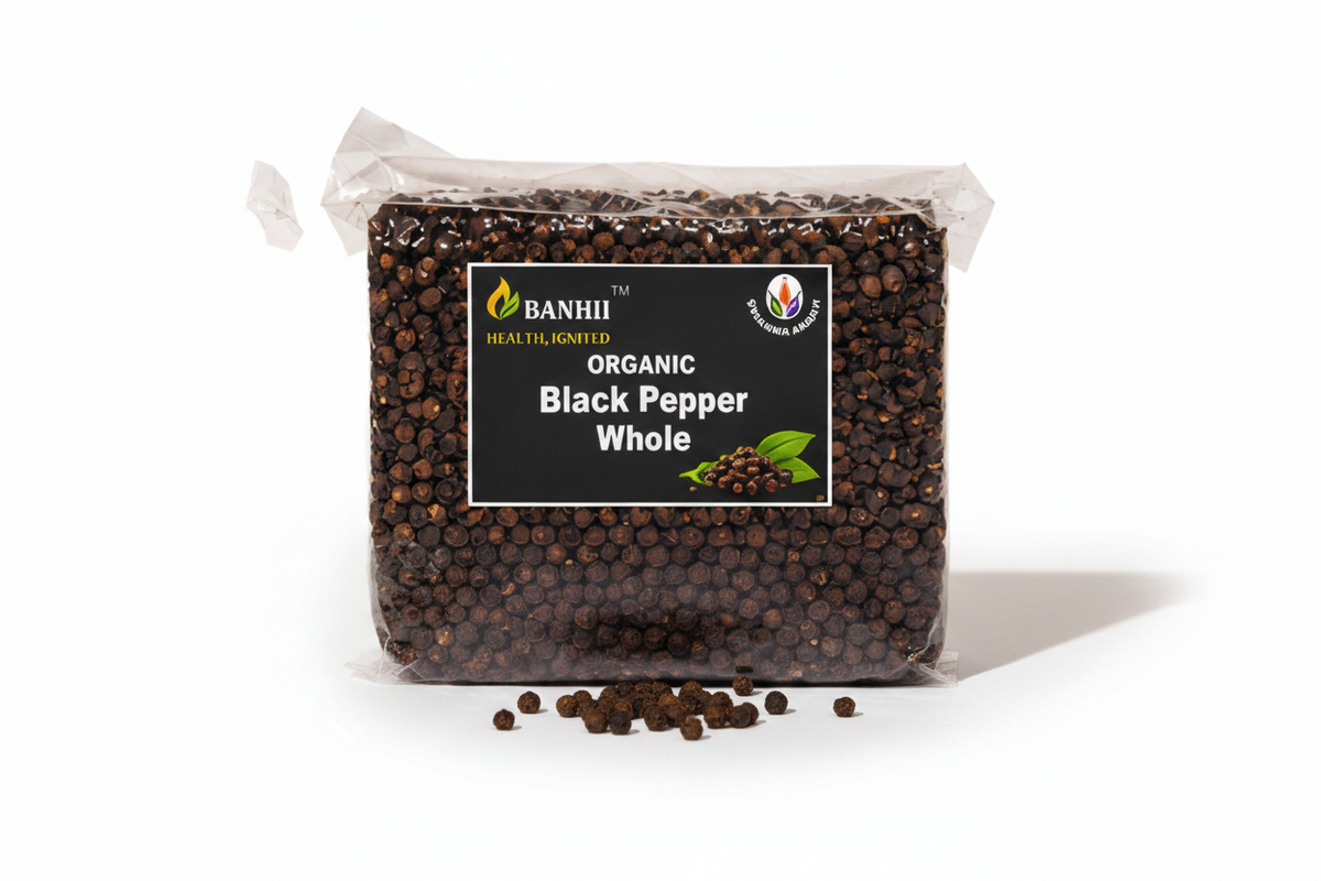 Organic whole black peppercorns
