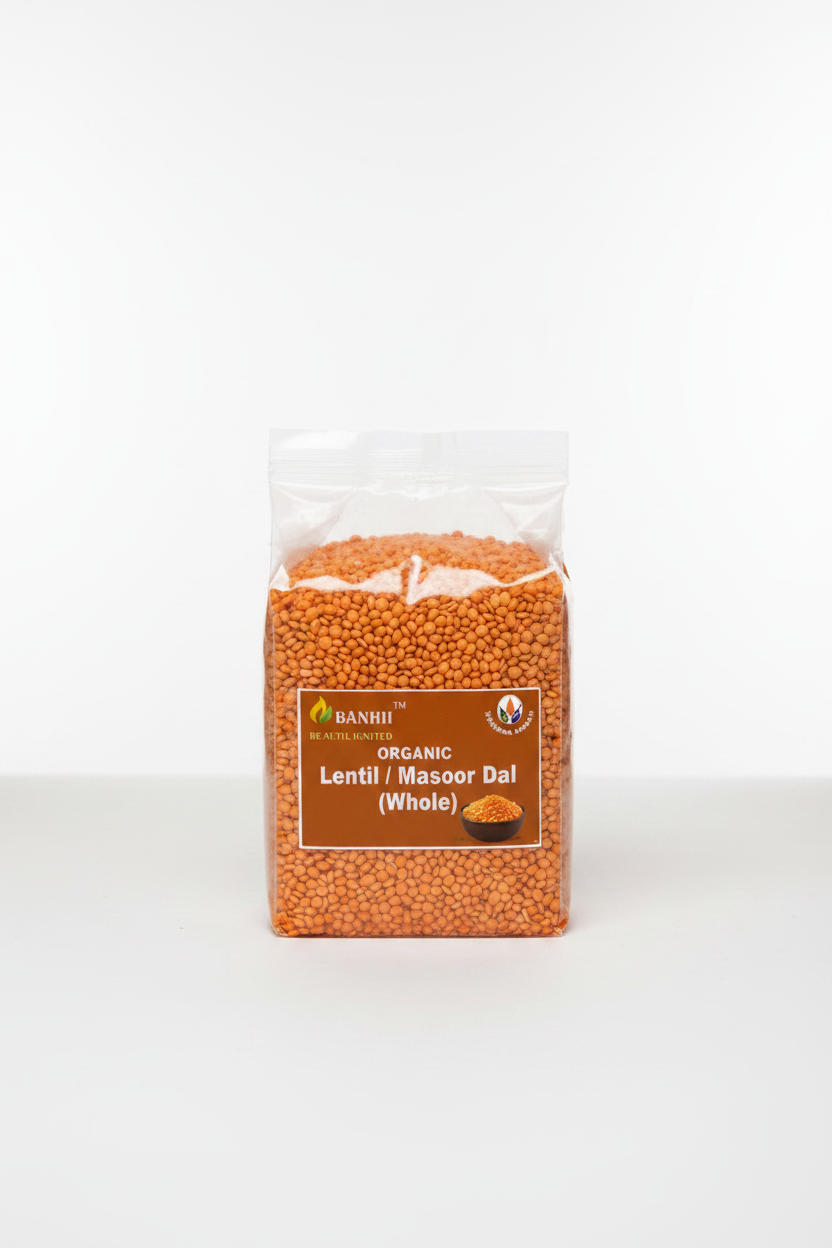 Organic whole masoor dal (red lentils) 500g pack