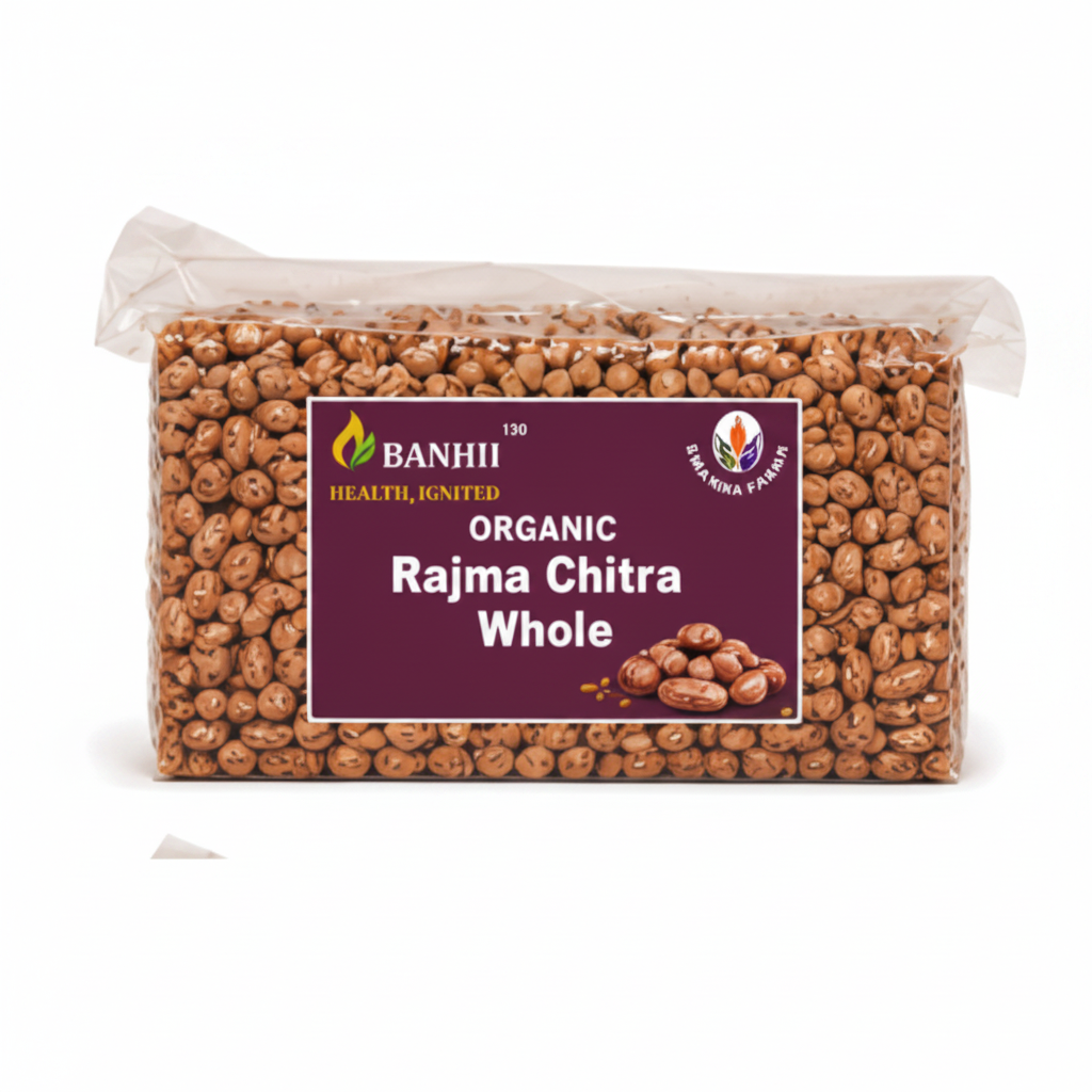 Organic rajma chitra whole beans in a 500g pack