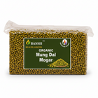 Organic split mung beans (mung dal mogar) in a 500g pouch