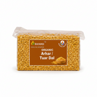 Organic split pigeon peas (arhar/tuar dal) in a 500g pouch
